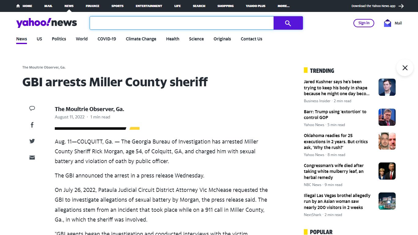 GBI arrests Miller County sheriff - news.yahoo.com